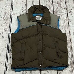 Vintage 1980s Brown Button Up Goose Down 80s Vest Puffer Outwear Jacket